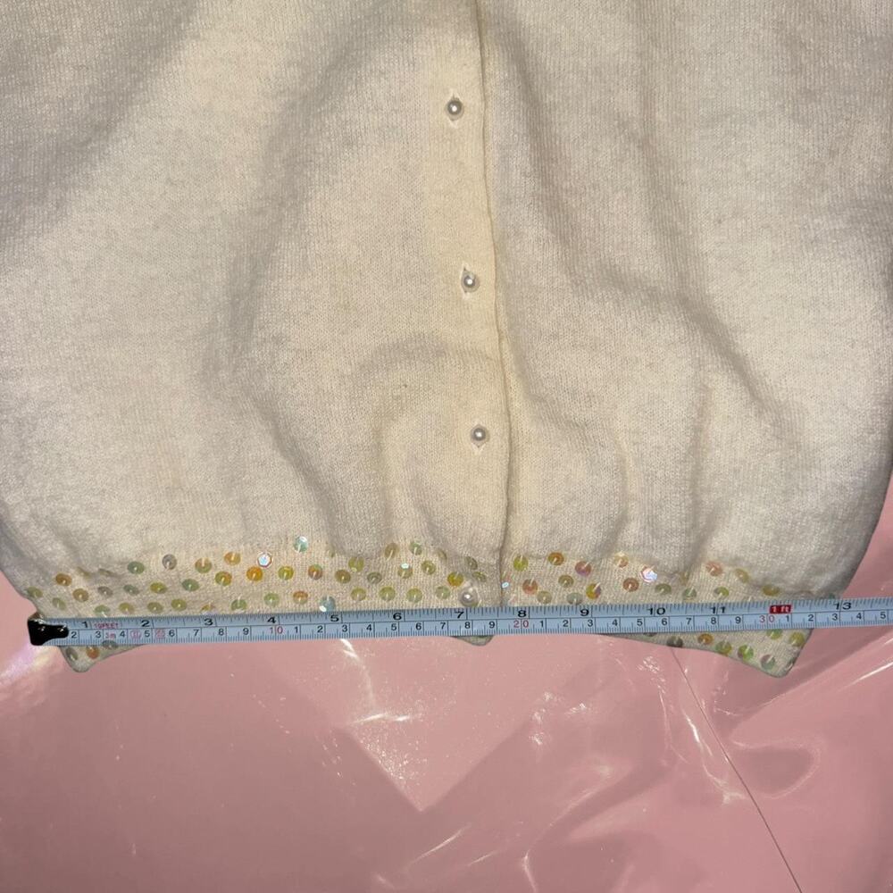 Vintage iridescent sequin pearl cardigan fairy core romantic Y2K - Picture 5 of 8